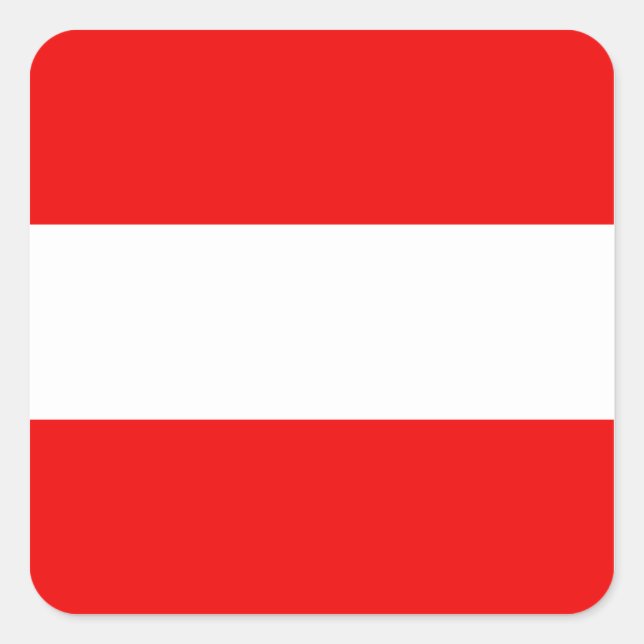 Cuadrada Pegatina de la bandera de Austria (Anverso)