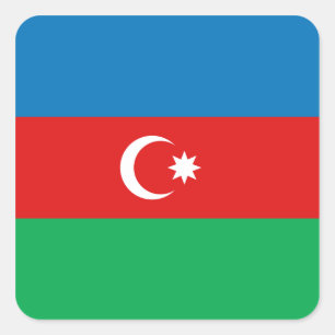 Cuadrada Pegatina de la bandera de Azerbaiyán
