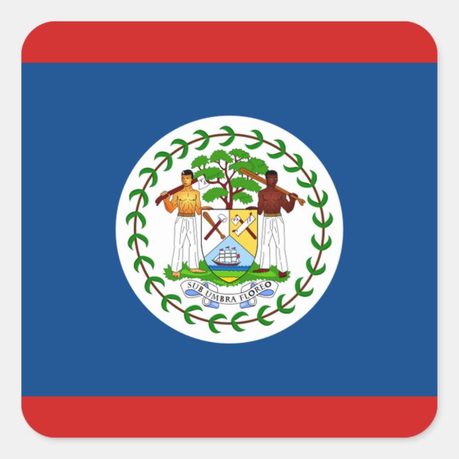 Cuadrada Pegatina de la bandera de Belice (Anverso)