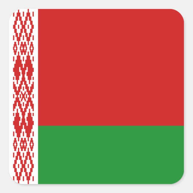Cuadrada Pegatina de la bandera de Bielorrusia (Anverso)