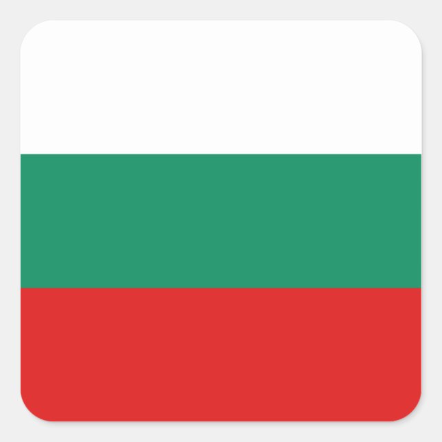 Cuadrada Pegatina de la bandera de Bulgaria (Anverso)