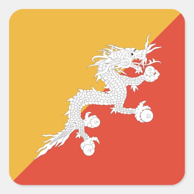 Cuadrada Pegatina de la bandera de Bután (Anverso)