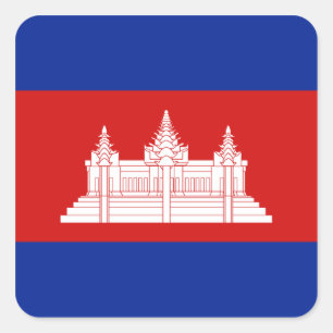 Cuadrada Pegatina de la bandera de Camboya