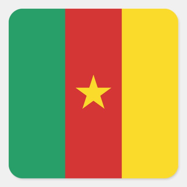 Cuadrada Pegatina de la bandera de Camerún (Anverso)