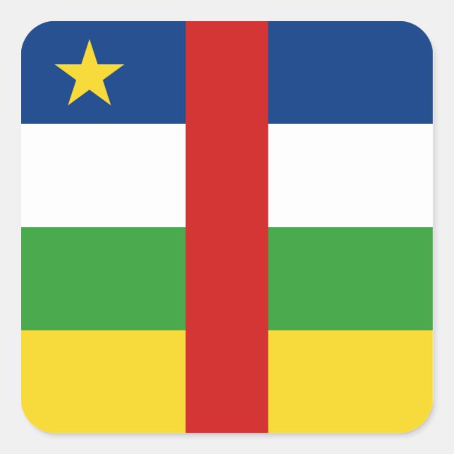 Cuadrada Pegatina de la bandera de Centrafrique (Anverso)