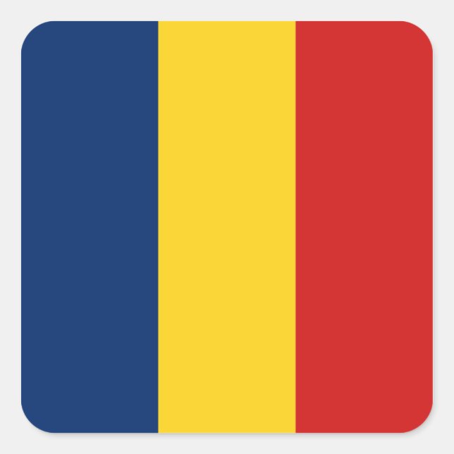 Cuadrada Pegatina de la bandera de Chad (Anverso)