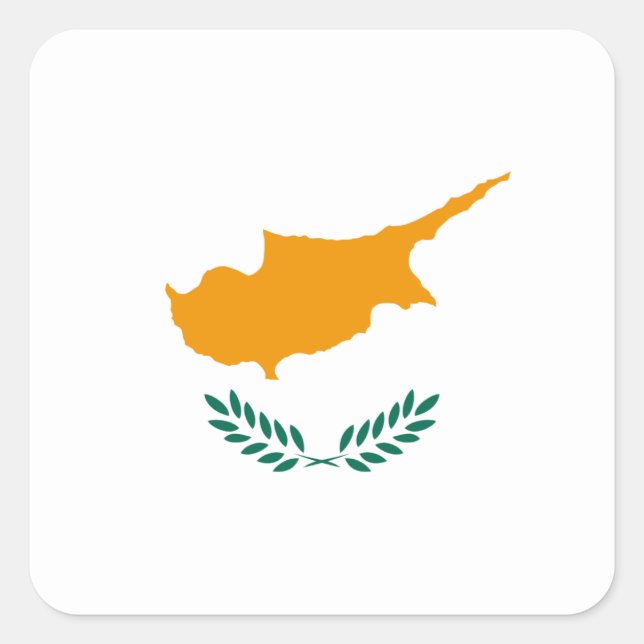 Cuadrada Pegatina de la bandera de Chipre (Anverso)