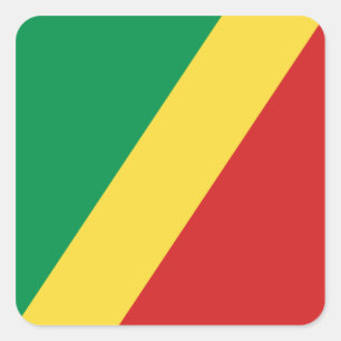 Cuadrada Pegatina de la bandera de Congo-Brazzaville