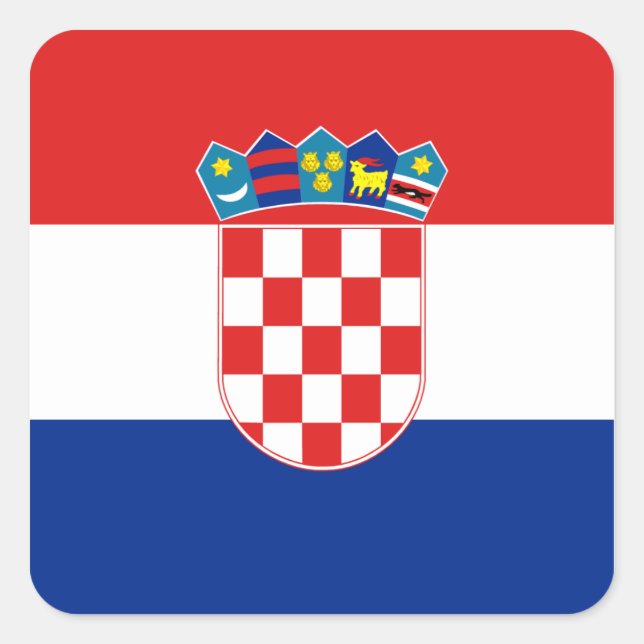 Cuadrada Pegatina de la bandera de Croacia (Anverso)