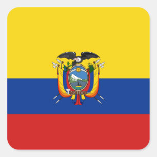 Cuadrada Pegatina de la bandera de Ecuador