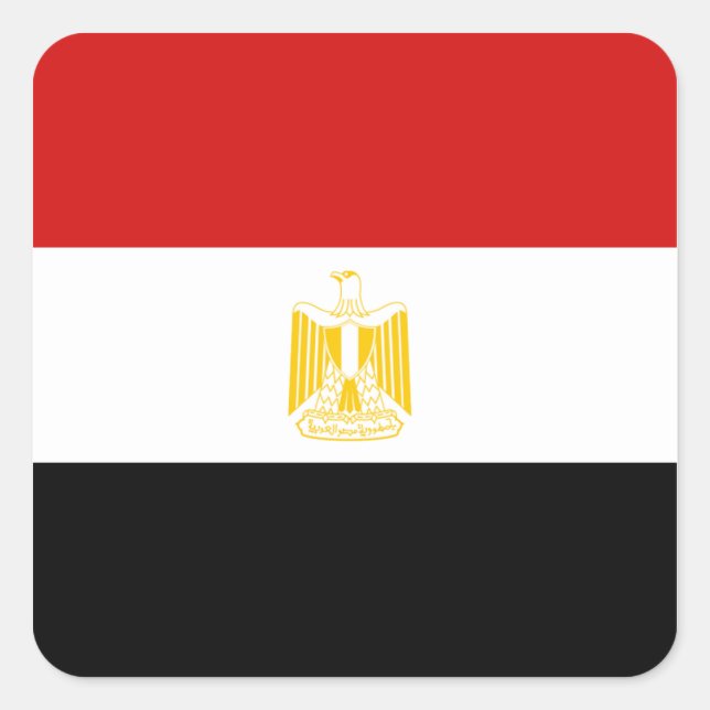 Cuadrada Pegatina de la bandera de Egipto (Anverso)
