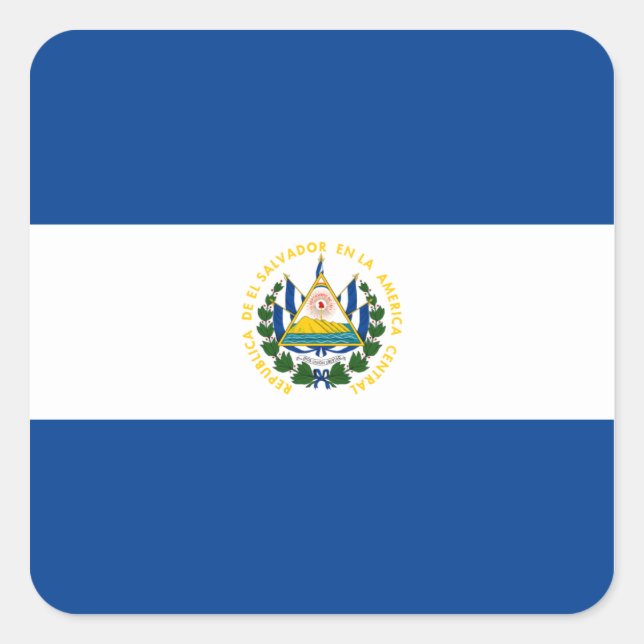 Cuadrada Pegatina de la bandera de El Salvador (Anverso)