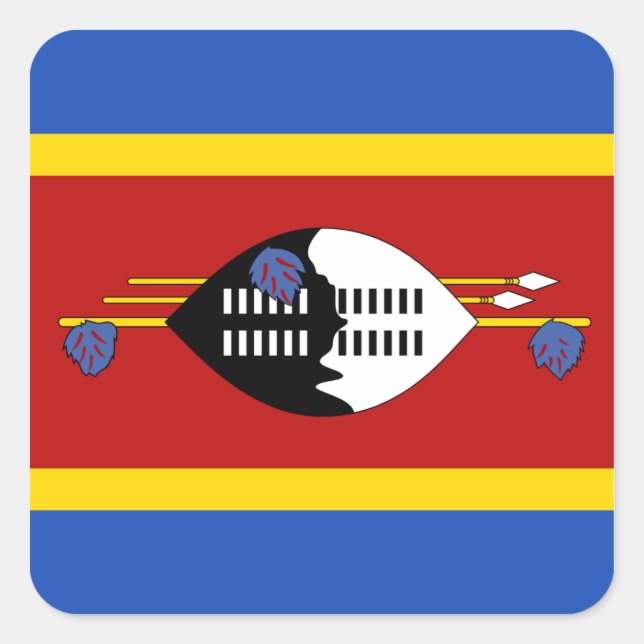 Cuadrada Pegatina de la bandera de Eswatini (Anverso)