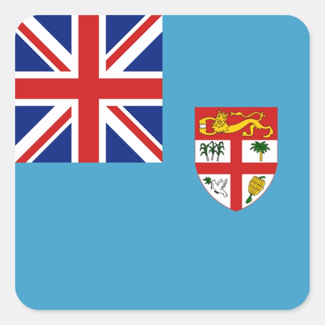 Cuadrada Pegatina de la bandera de Fiji (Anverso)
