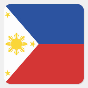 Cuadrada Pegatina de la bandera de Filipinas