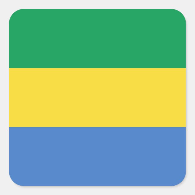 Cuadrada Pegatina de la bandera de Gabón (Anverso)