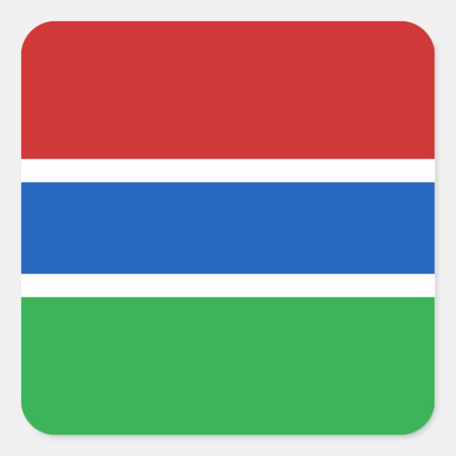 Cuadrada Pegatina de la bandera de Gambia (Anverso)