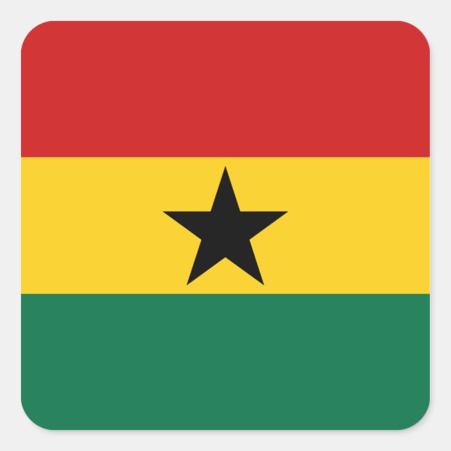 Cuadrada Pegatina de la bandera de Ghana (Anverso)