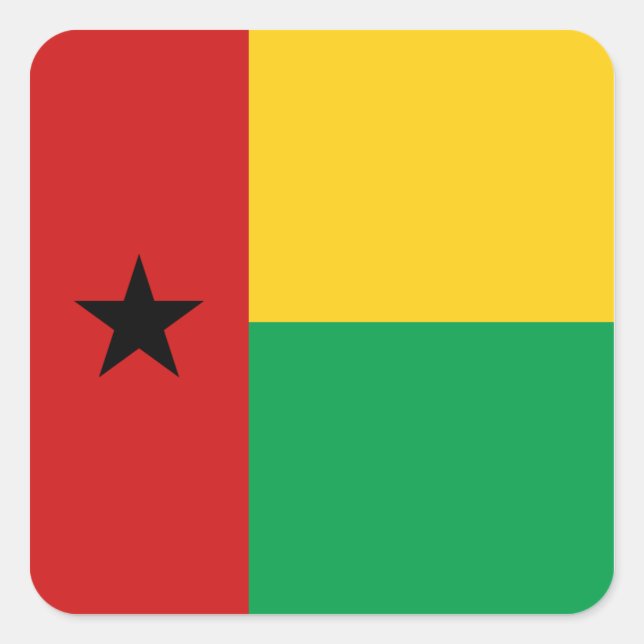 Cuadrada Pegatina de la bandera de Guinea-Bissau (Anverso)