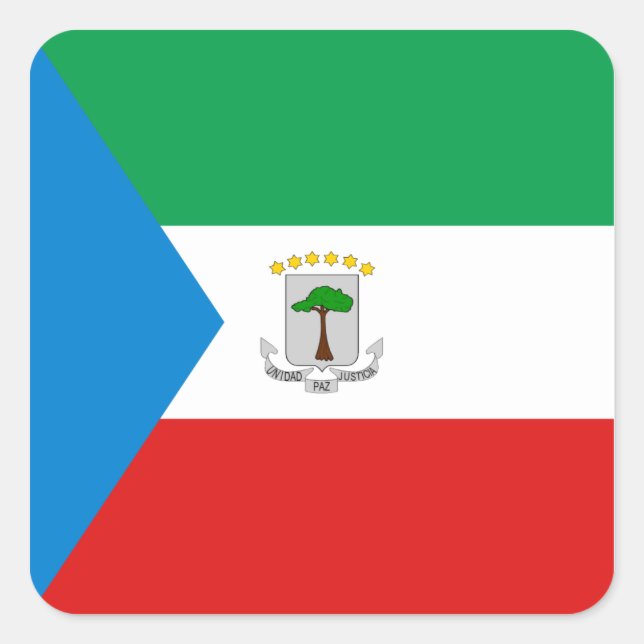 Cuadrada Pegatina de la bandera de Guinea Ecuatorial (Anverso)