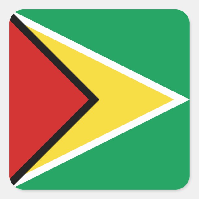 Cuadrada Pegatina de la bandera de Guyana (Anverso)