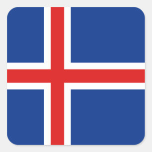 Cuadrada Pegatina de la bandera de Islandia