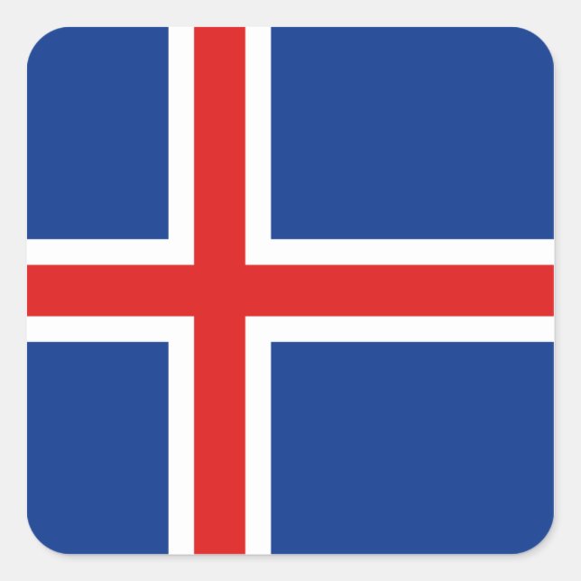 Cuadrada Pegatina de la bandera de Islandia (Anverso)