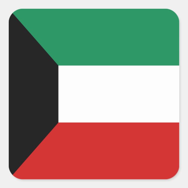 Cuadrada Pegatina de la bandera de Kuwait (Anverso)