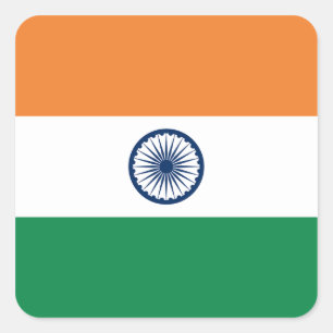 Cuadrada Pegatina de la bandera de la India