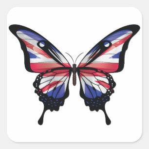 Cuadrada Pegatina de la bandera de la mariposa de cola Swal