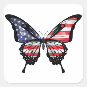 Cuadrada Pegatina de la bandera de la mariposa de cola tort