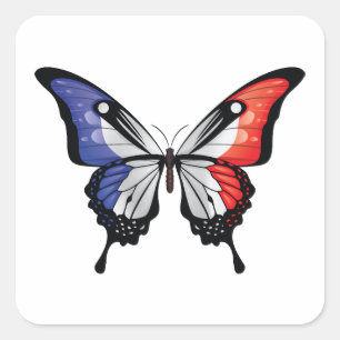 Cuadrada Pegatina de la bandera de la mariposa de cola tort