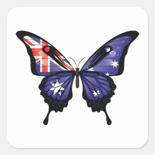 Cuadrada Pegatina de la bandera de la mariposa de cola tort