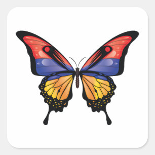 Cuadrada Pegatina de la bandera de la mariposa de la cola d