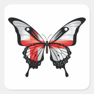 Cuadrada Pegatina de la bandera de la mariposa de la cola d