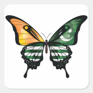 Cuadrada Pegatina de la bandera de la mariposa de la cola S