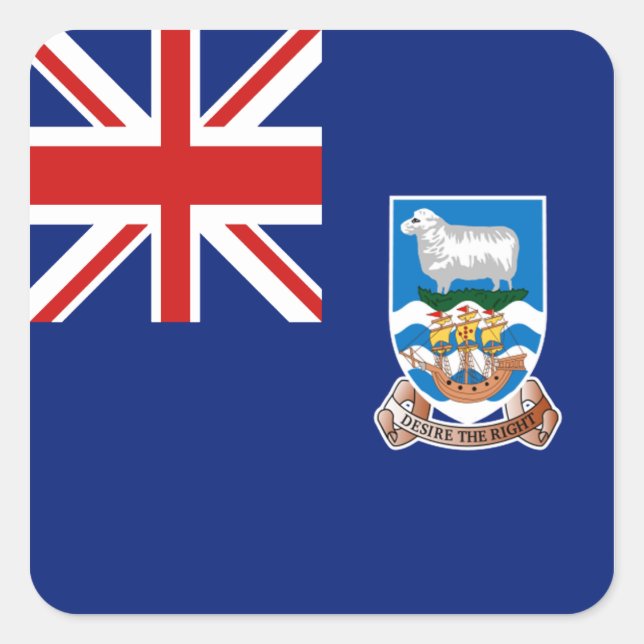 Cuadrada Pegatina de la bandera de las Islas Malvinas (Anverso)