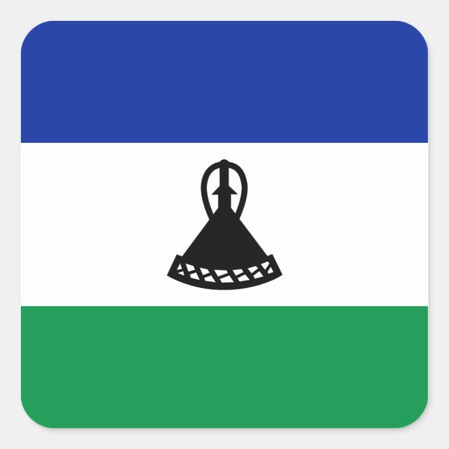 Cuadrada Pegatina de la bandera de Lesoto (Anverso)