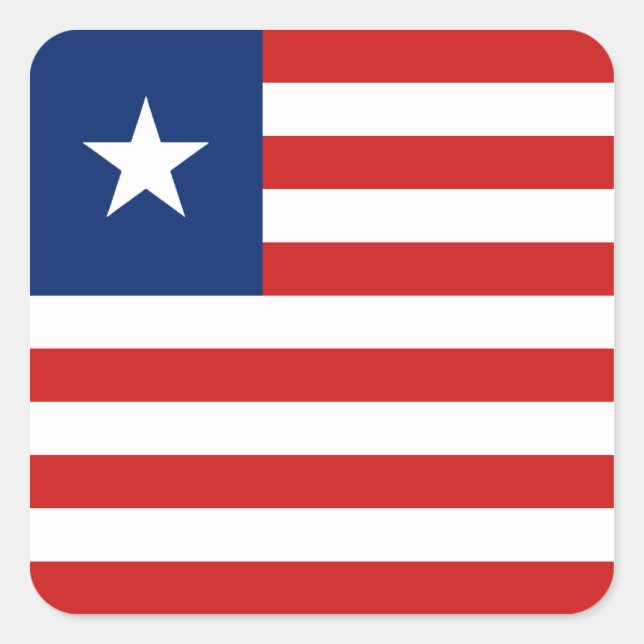 Cuadrada Pegatina de la bandera de Liberia (Anverso)