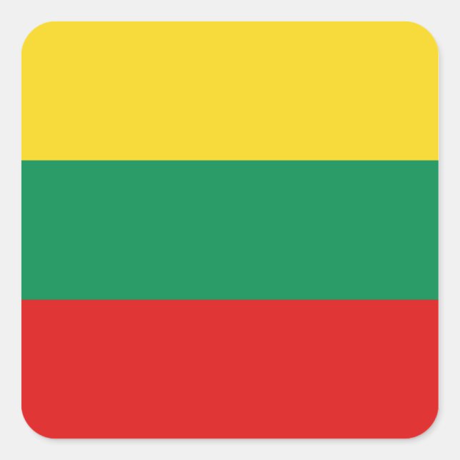 Cuadrada Pegatina de la bandera de Lituania (Anverso)
