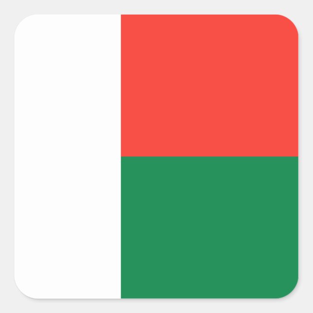 Cuadrada Pegatina de la bandera de Madagascar (Anverso)