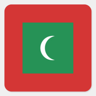 Cuadrada Pegatina de la bandera de Maldivas