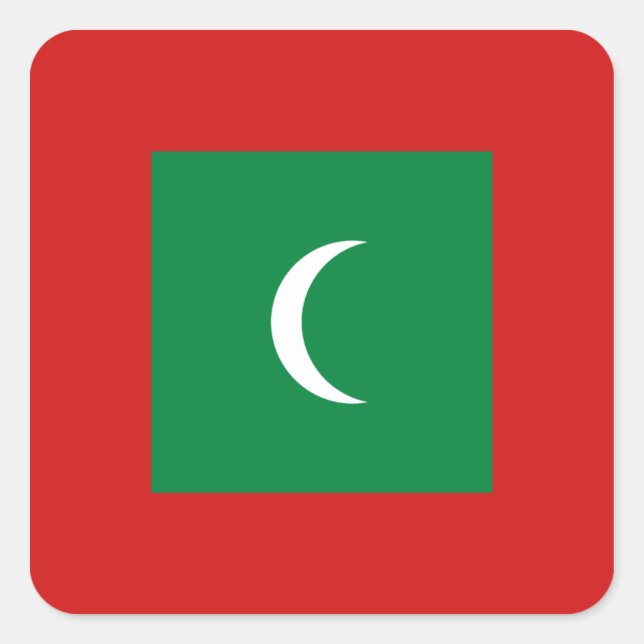 Cuadrada Pegatina de la bandera de Maldivas (Anverso)