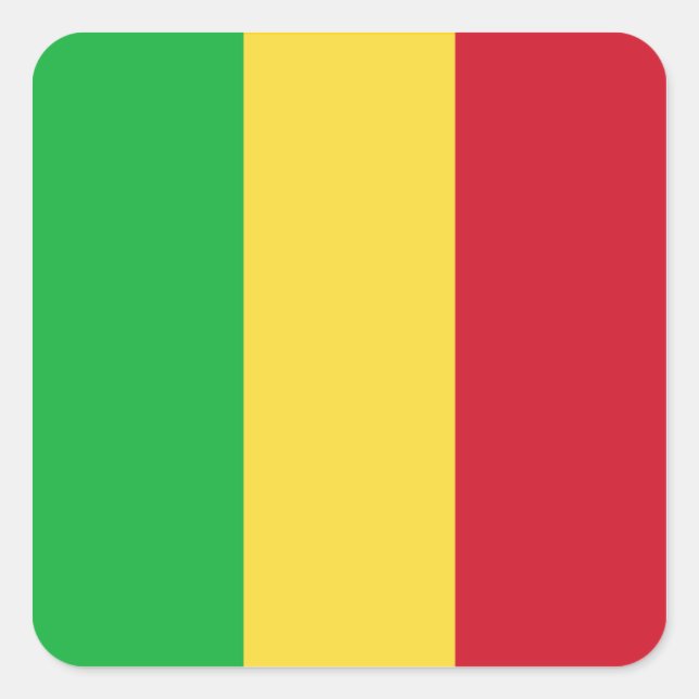 Cuadrada Pegatina de la bandera de Malí (Anverso)