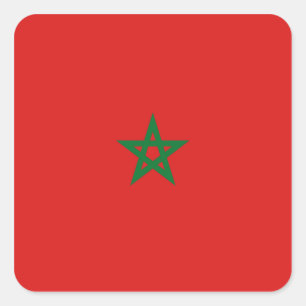 Cuadrada Pegatina de la bandera de Marruecos