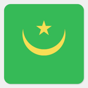 Cuadrada Pegatina de la bandera de Mauritania