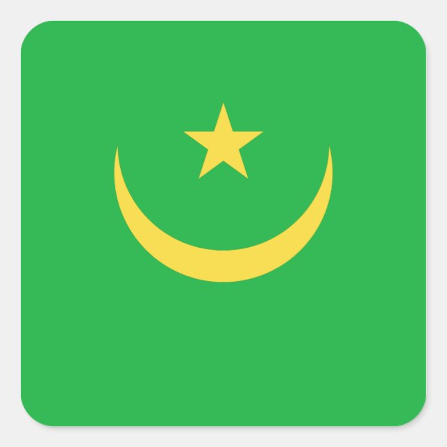 Cuadrada Pegatina de la bandera de Mauritania (Anverso)