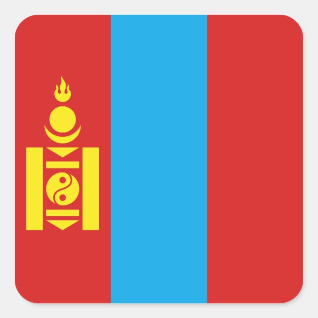 Cuadrada Pegatina de la bandera de Mongolia (Anverso)