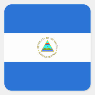 Cuadrada Pegatina de la bandera de Nicaragua