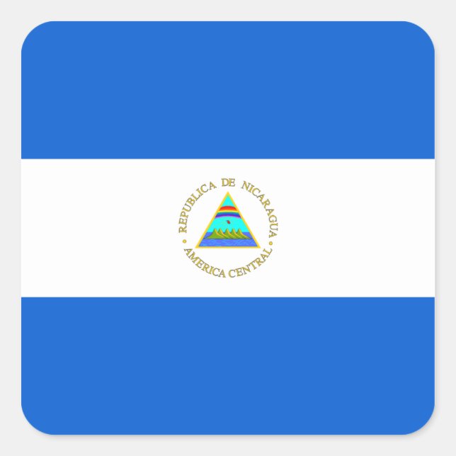 Cuadrada Pegatina de la bandera de Nicaragua (Anverso)